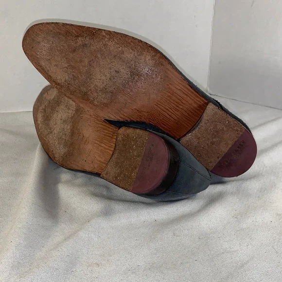 Ted Baker Slate Blue Suede Oxfords with Burgundy Laces